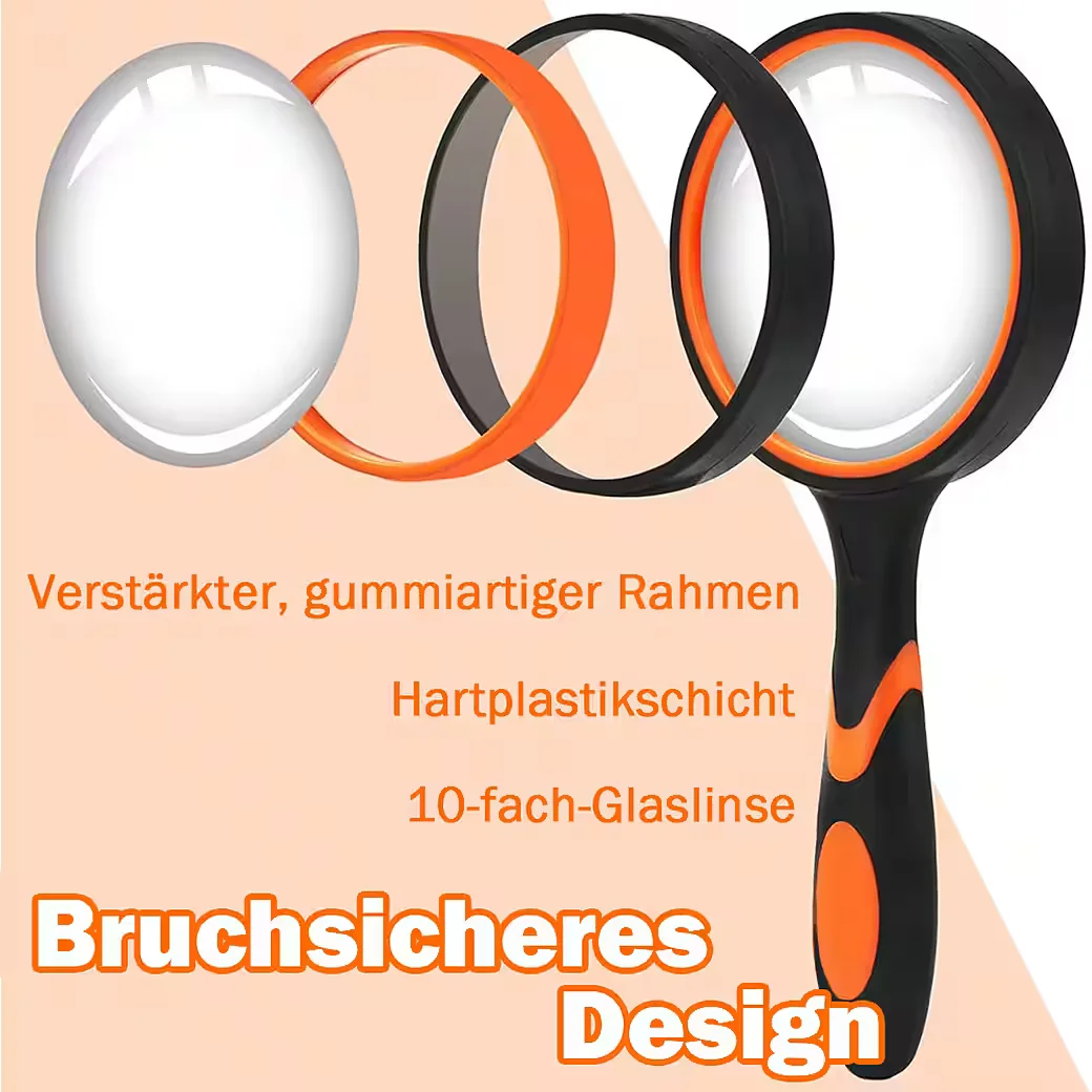 AFKSMILE Handlupe 2er Set 10-fach 80 mm Echtglas Leselupe