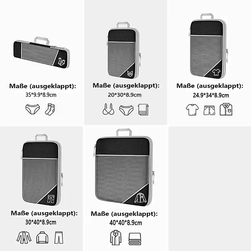 AGGER Kofferorganizer Kompressionswürfel Set 5 Stück