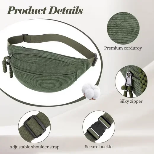LUXUSKOLLEKTION Bauchtasche Damen aus Cord Gürteltasche Crossbody