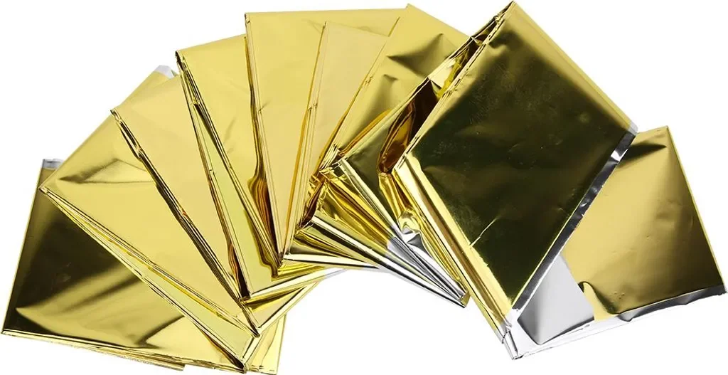 Gistuch Rettungsdecken 5 Stück reflektierend gold für Notfall Camping