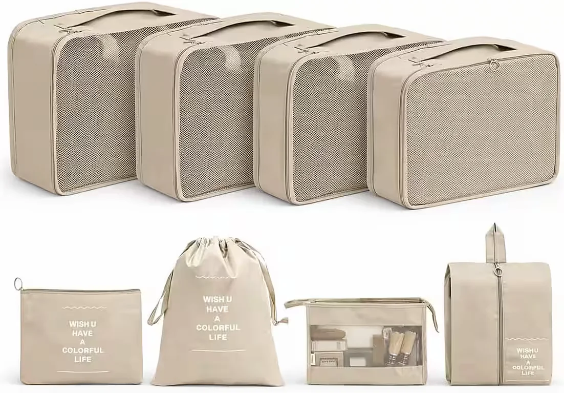 TK Gruppe Kofferorganizer 8er Set Packtaschen Packwürfel Reisen