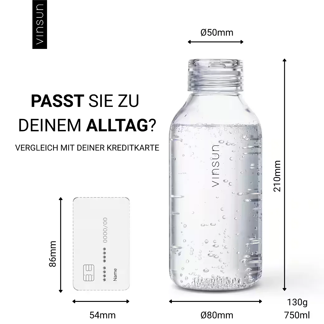 VINSUN Trinkflasche 750 ml aus Tritan, auslaufsicher, für Kohlensäure