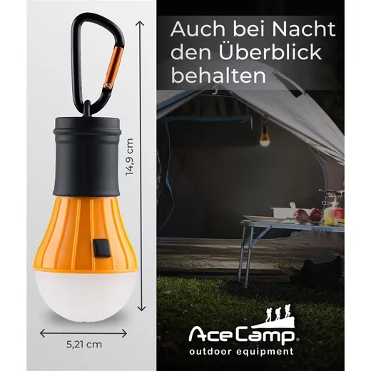 ACECAMP LED Zeltlampe Hängeleuchte 6 LEDs Orange Camping Outdoor