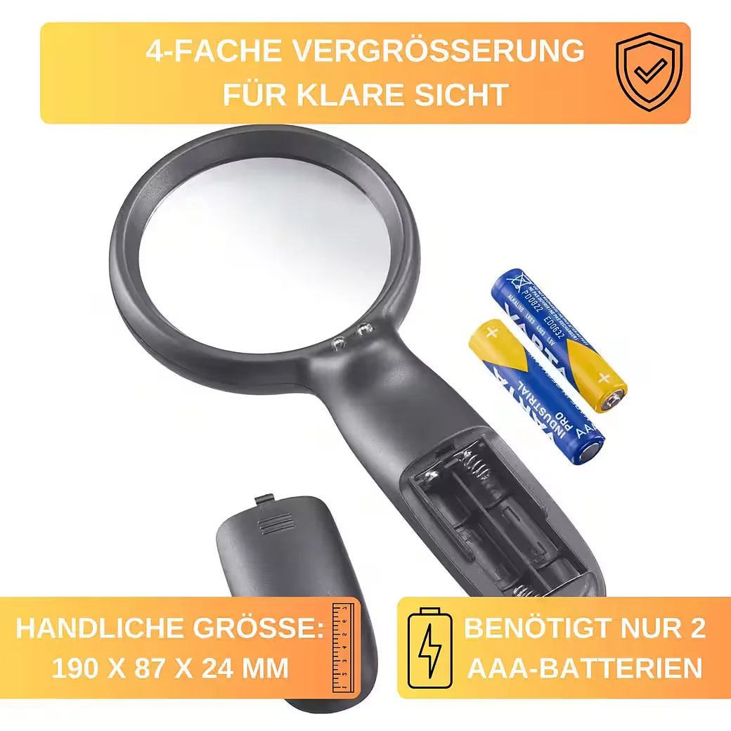THIRU Leuchtlupe 4x mit LED Leselampe