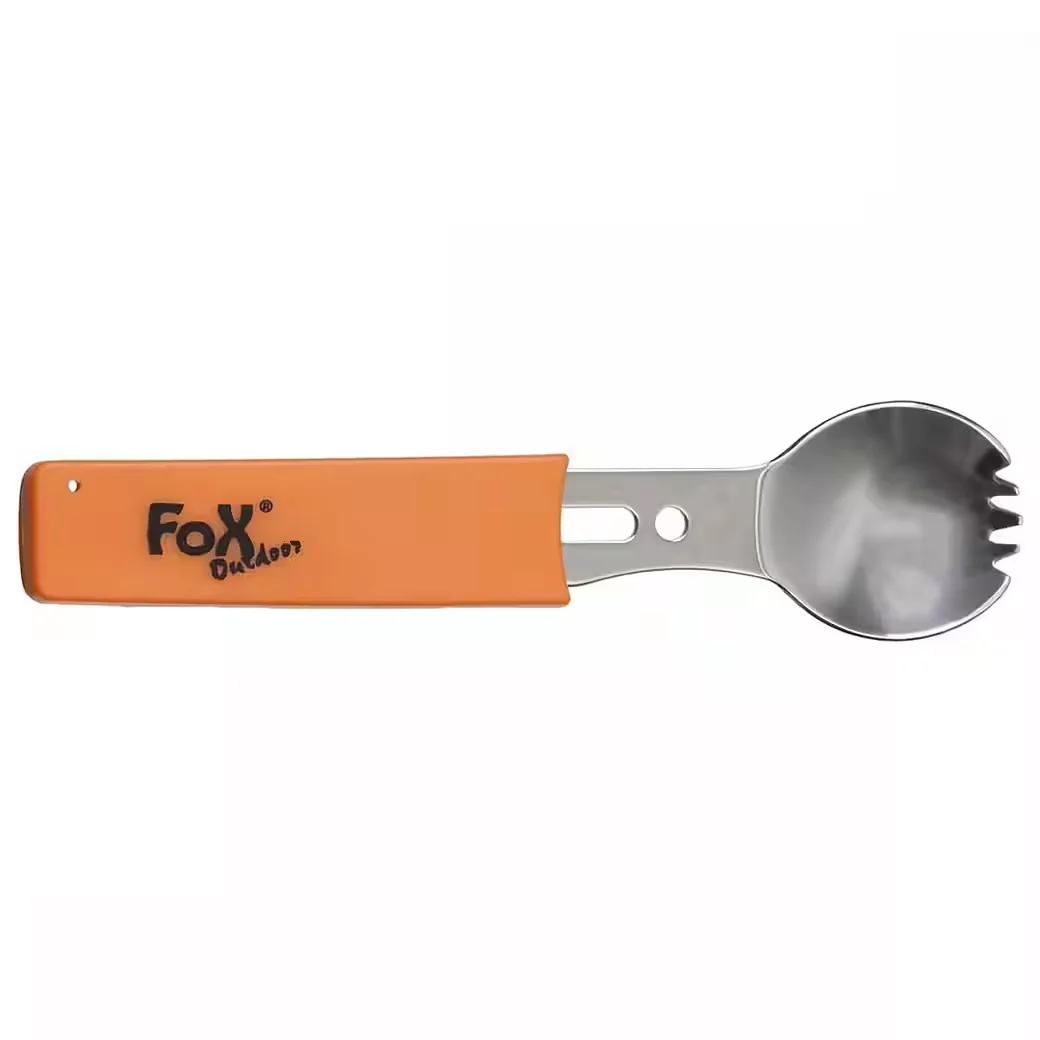 FOXOUTDOOR Multifunktionsgöffel Edelstahl Campinglöffel Griff orange