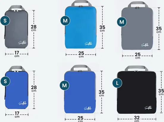 SUNFLAKE Kofferorganizer Kompressions-Packwürfel Reise Set 6 Stück