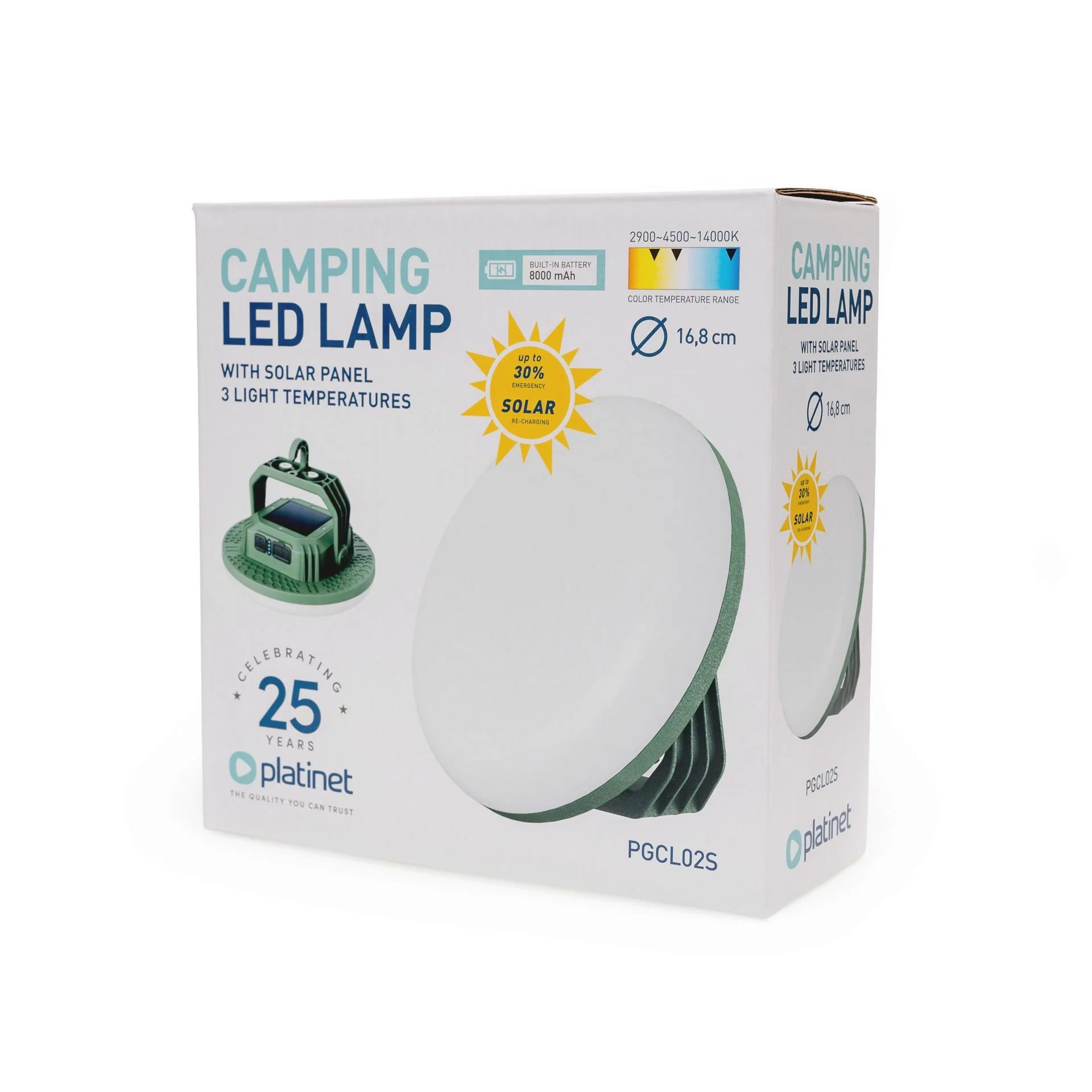 PLATINET Solar LED Campinglaterne, robuste Lampe mit 3 Modi