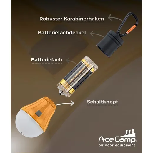 ACECAMP LED Zeltlampe Hängeleuchte 6 LEDs Orange Camping Outdoor