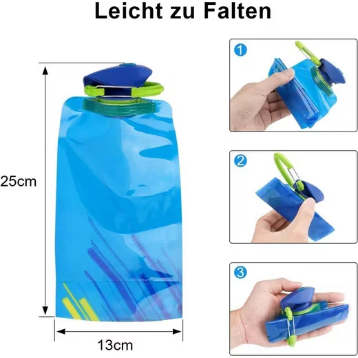 LUXUSKOLLEKTION Faltbare Trinkflaschen 2er Set, wiederverwendbar