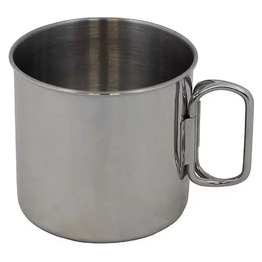 FOXOUTDOOR Edelstahl Tasse 450 ml mit Klappgriffen Campingbecher