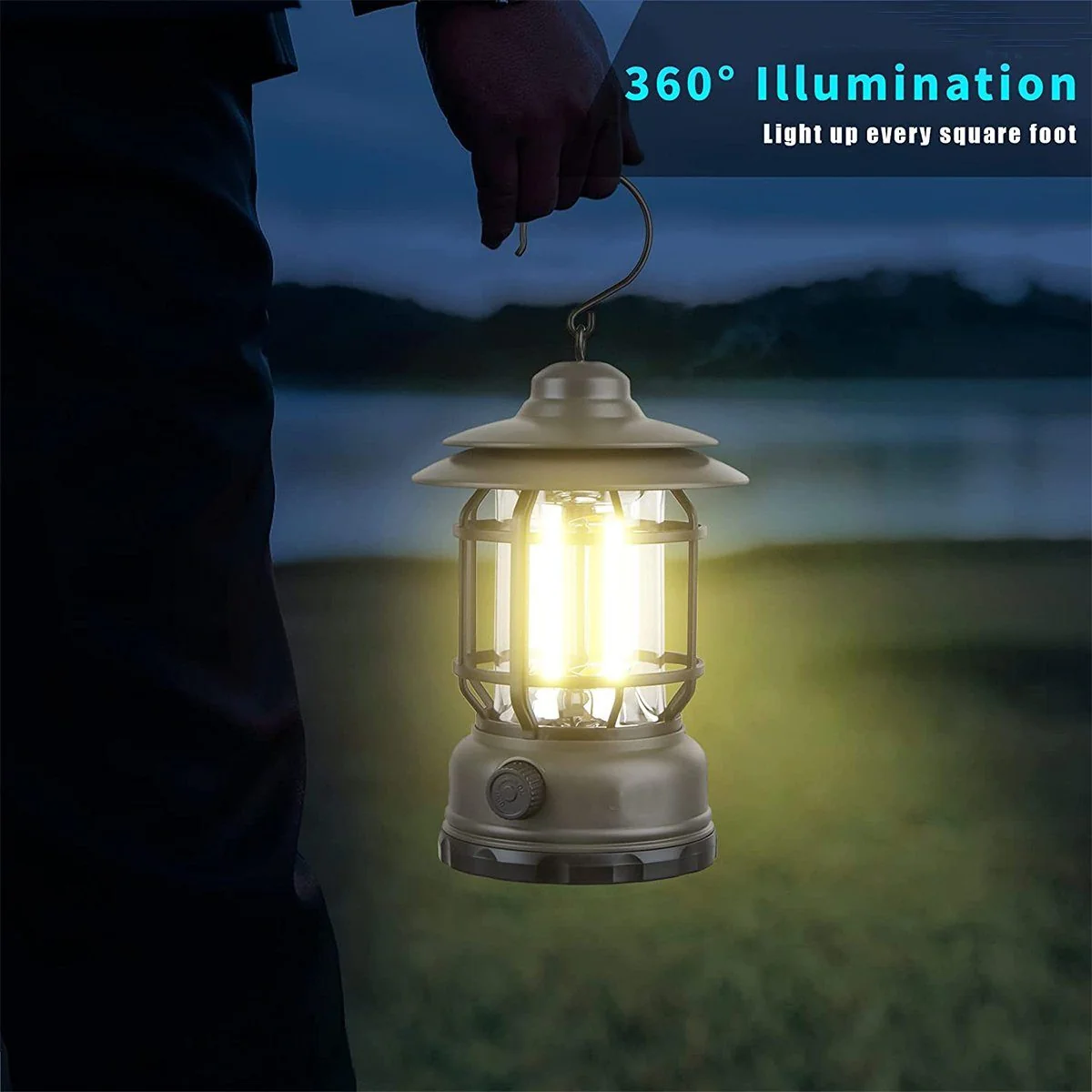 AUTOLOCK LED Campinglampe mit Haken Gartenleuchte Campinglaterne