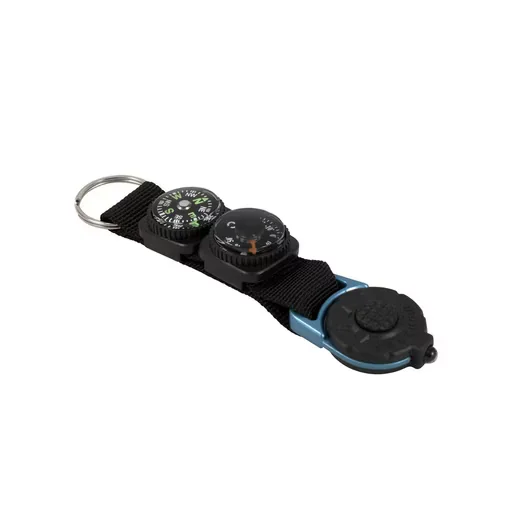 MUNKEES Mini LED Schlüsselanhänger mit Kompass und Thermometer blau