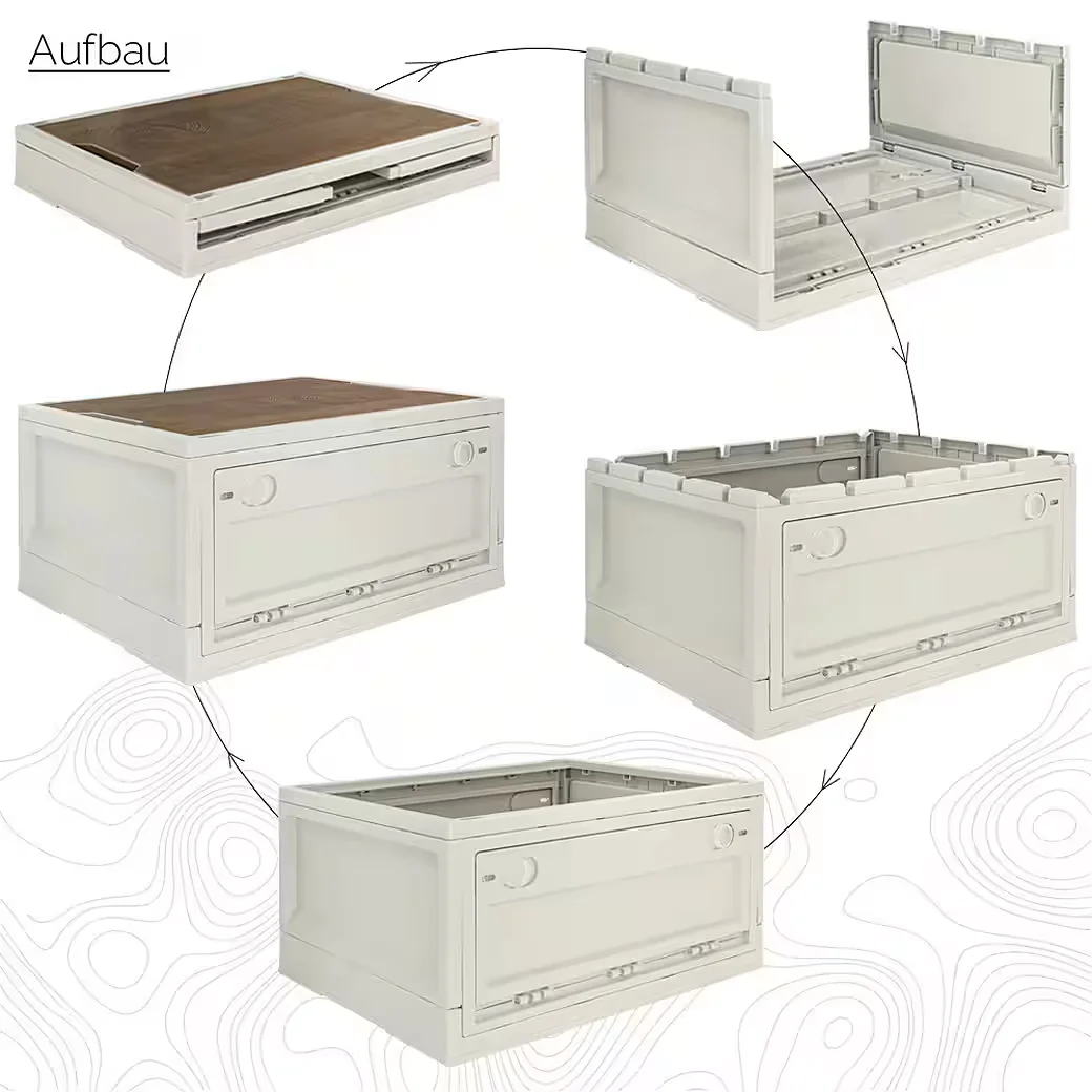 TRUCKY Faltbox 35 L Klappbox faltbar Camping 47x35x24 cm Beige