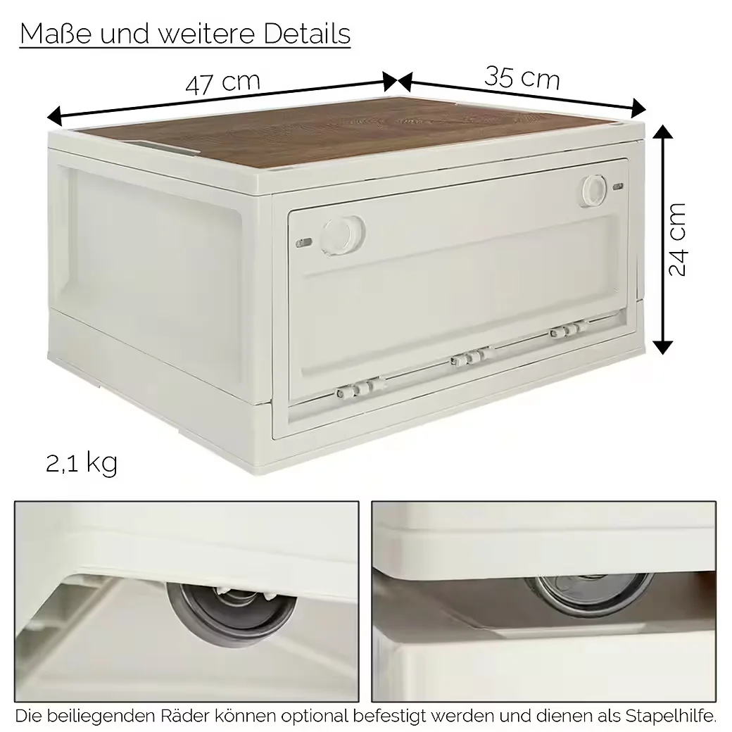 TRUCKY Faltbox 35 L Klappbox faltbar Camping 47x35x24 cm Beige